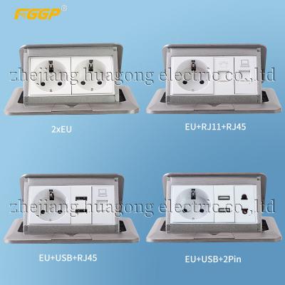 China Double Outlet Pop Up Floor Socket 16A EU Standard With Computer Charging Port for sale