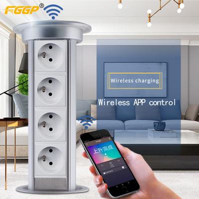 China Circular Kitchen Pop Up Sockets Waterproof Desktop Pop Up Electrical Outlet for sale