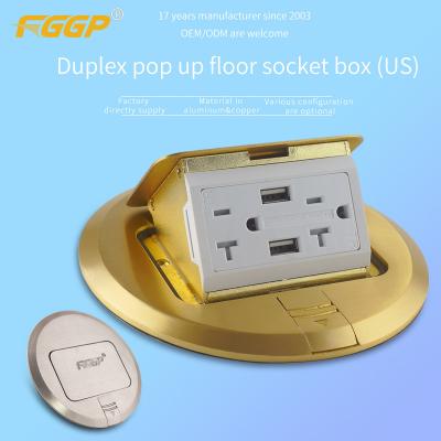 China Pop Up Round Floor Box Brass Plate Tamper Resistant Electrical Cold Rolled Steel for sale