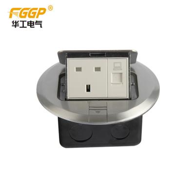 China CE British Data Round Floor Socket Box 110V Pop Up With Rj45 for sale