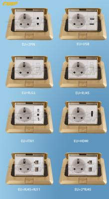 China Copper Alloy 16A Waterproof Floor Socket Outlet 3 Modules Electrical Industrial for sale