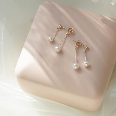 China New FASHIONABLE Female Simple Jewelry Personalized Earrings Sterling Silver Cold Wind Hand-Made Natural S925 Pearl Earrings Temperament for sale