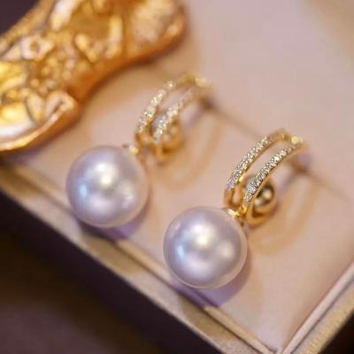 China Hot Sale S925 Sterling Silver Temperament Zircon Earrings FASHIONABLE Female Jewelry Needle Pearl Earrings for sale