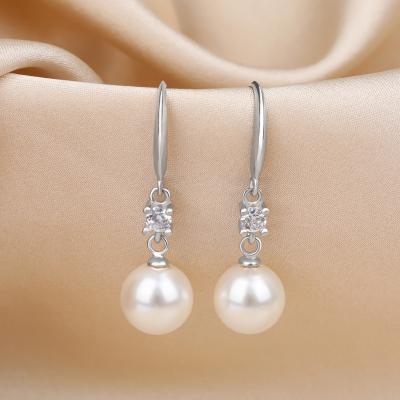 China S925 Sterling Silver Pearl Earrings Fashion Temperament Diamond Long Bead Earrings Fashion Female Simple Jewelry for sale