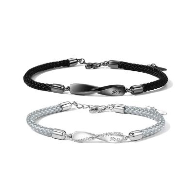 China Customized Simplicity Couple Bracelets Sterling Silver Men And Women A Pair Braided Bracelets for sale