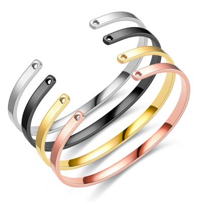 China FASHIONABLE Adjustable Titanium Steel Bracelet Simple Opening Stainless Steel Bangle Customized LOGO for sale