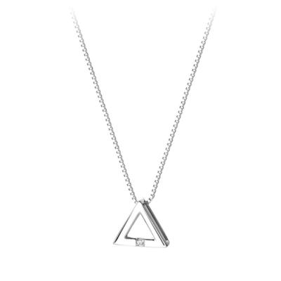 China Fashion Triangle Necklace S925 Sterling Silver Necklace Simple Geometric Female Clavicle Chain for sale