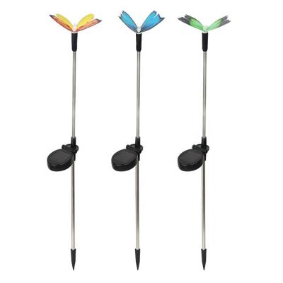 China Garden Color Changing Solar LED Stainless Steel Garden LED Lights Fiber Optic Butterfly for sale