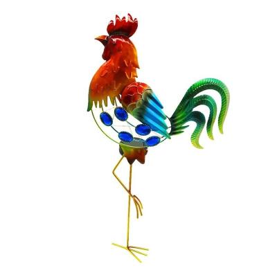 China Metal Solar Outdoor Rooster Garden Yard Lights Decorative Stake Ornaments for sale