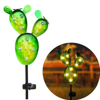 China Decorative Metal Solar Outdoor Cactus Yard Garden Lights Stake Ornaments for sale