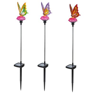 China Solar Decorative Outdoor Garden Butterfly Lawn Stake Lights for sale