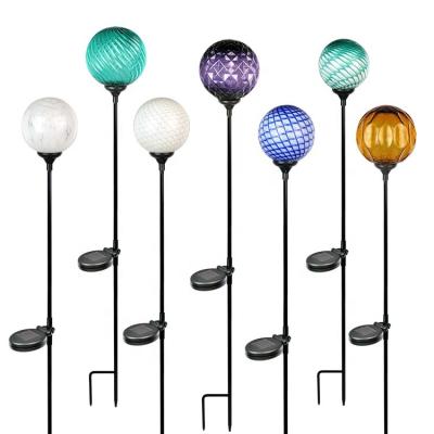 China Clear Garden Glass Ball Stainless Steel Stake Lights For Garden for sale