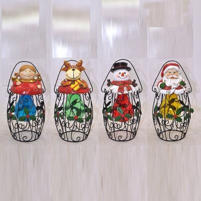 China Garden Holiday Lighting LED Christmas Solar Snowman Santa Outdoor Stake Light for sale