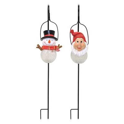 China Garden Holiday Lighting LED Christmas Solar Snowman Santa Outdoor Stake Light for sale