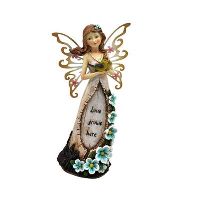 China Solar Fairy Angel Lights Statue Garden Resin Figurine From Europe for sale