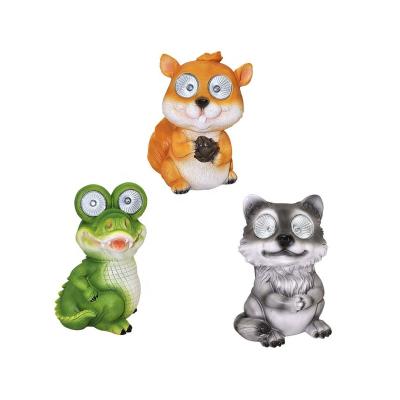 China Cat Figurine Garden Lights Bear Solar Animal Garden Resin Outdoor Decoration for sale