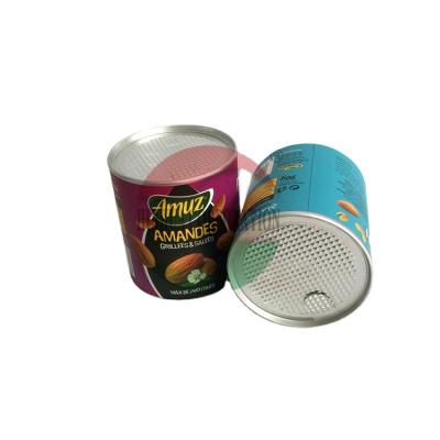 China Food Canned Food Use Paper Box Kraft Paper Tube Packaging With Aluminum Pull Ring And Plastic Lid for sale