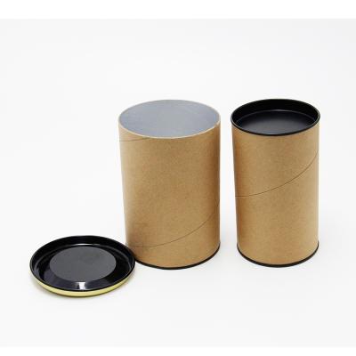 China Recyclable Wholesale Custom Kraft Foil Lined Food Grade Paper Packaging Tube With Metal Lid for sale