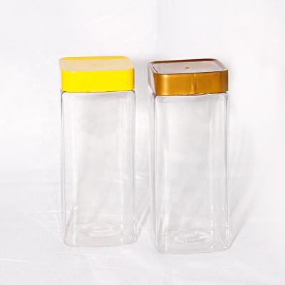 China Wholesale Plastic Square PET Food Jar With Screw Cap Empty Food Cans for sale