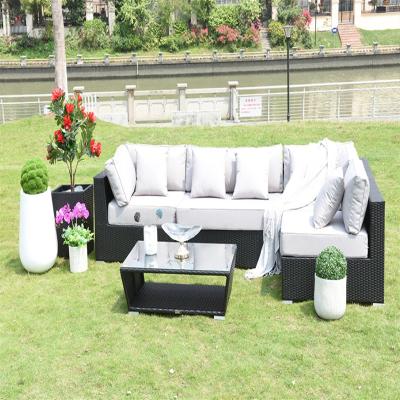 China Outdoor Lazy Furniture Sofa Set Wicker Sofa Garden Waterproof Wicker Modular Patio Balcony Modern Corner Modern Rattan for sale