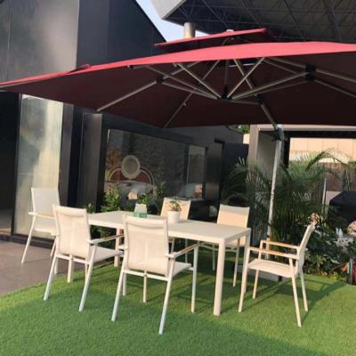 China Modern Outdoor Chairs And Tables Restaurant Patio Furniture Aluminum Garden Sets Villa Modern Dining Metal Chairs Garden Furniture for sale