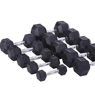 China Universal Free Multi Functional Equipment Gym Fitness Weights Strength Training Hex Rubber Dumbbell for sale