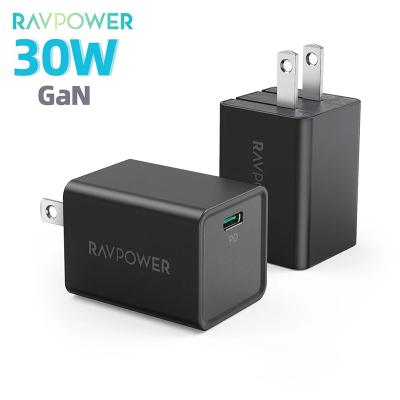 China 30W USB-C Output RAVPower Black RP-PC157 30W Wall Charger GaN USA Plug 2 Pack C Foldable Usb Charger PD 30W Fast Charger for sale