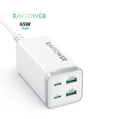 China Pioneer Type C Updated Multifunctional RAVPower PD 65W 4-Port Phone USB Desktop Charger Mobile Phone/Ipad/Camera/PDA/MP3 Charger Suitable for All Products for sale