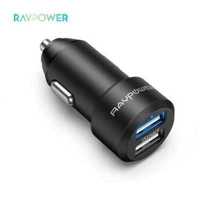 China RAVPower RP-VC017 24W Mini USB Speed ​​Car Charger+PE Bag Phone Chargers Dual Port Fast Charging Car Charger for sale