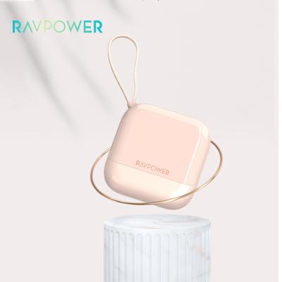 China Quick Pink Mini Cute Portable Power Bank 6000mAh 22.5w Palladium RAVpower New Arrival RP-PB240 Fast Charging Powerbank with Cable for sale