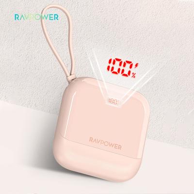 China Fast Charging RAVpower Gift RP-PB240 Palladium Fast Charging Led Cable Display Power Bank Charger 6000mAh External Battery For Girl for sale