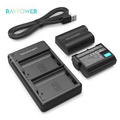 China Camera Battery Charger RAVPower RP-PB057 EN-EL15 Camera Battery Charger 2 Pack Rechargeable Backup Battery for Nikon d7200 7000d D810 for sale