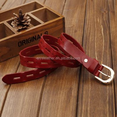 China Cowhide Hot Sell Alloy Hollow Buckle Belt Fashion Design Cowhide Vintage Lady High Quality Belt For Woman Loose Leather Belt for sale