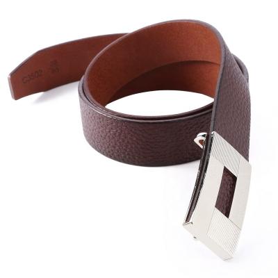 China Comfortable Fashion Alloy Flat Buckle OEM Color Cowhide Genuine Leather Belt For Man's Loose Leather Belt for sale