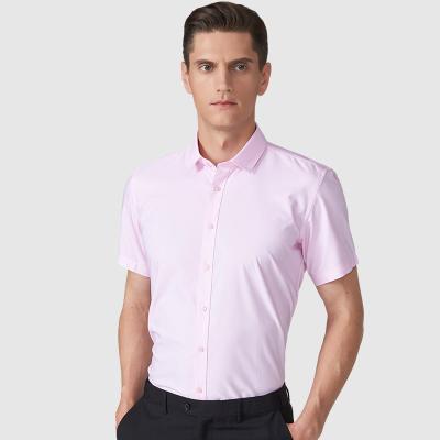 China New Solid Color Anti Wrinkle Bamboo Fiber Anti Wrinkle Commuter Stretch Business Casual Shirt For Men for sale