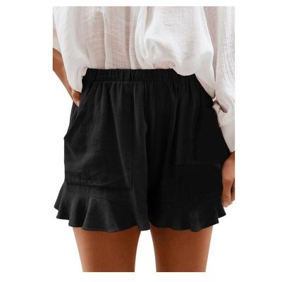 China Viable Wholesale Newcomers Fashion Ladies Summer Solid Color Ruffle Casual Shorts For Women for sale