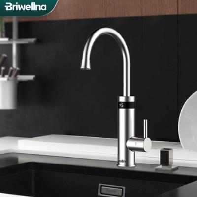 China Briwellna 220V Electric Water Faucet Tap Stainless Steel Kitchen Mixer Tap Swan Heating Bottom LED Digital Instant Electric Faucet for sale