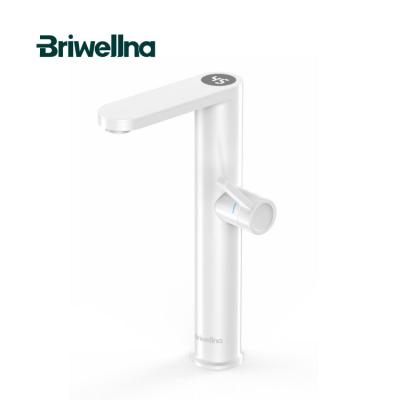 China Briwellna Bottom Instant Water Heater Faucet LED Digital Heating Faucet 2 in 1 Bathroom Mixer Tap Electric Hot Water Heater ABS Faucet for sale