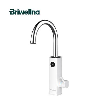 China Briwellna 220V Water Heater Faucet Rotate Spout Kitchen Mixer Tap LED Digital Display Bottom Instant Heating Tap Tankless Geyser Faucet for sale