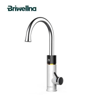 China Briwellna 220V Water Heater Tap Digital Display Kitchen Instant Hot Water Faucet Swan Lower Electric Faucet for sale