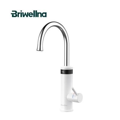 China Briwellna 220V Water Heater Tap LED Digital Display Kitchen Faucet Mixer Tap Bottom Electric Passionate Swan Tankless Geyser Faucet for sale