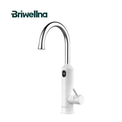 China Briwellna 220V Water Heater Faucet LED Digital Display Swan Kitchen Faucet Instant Lower Hot Water Tap Mixer Tap Electric for sale