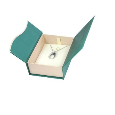 China Cardboard Cheapest High Quality Green Double Door Jewelry Box Ring Earring Necklace Bracelet Bangle Paper Jewelry Box for sale