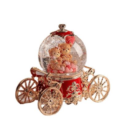 China Gold Color Pumpkin Car Music Box Trolley Music Box Tanabata Valentine's Day Gift Girl Electroplating Romantic Music Box for sale