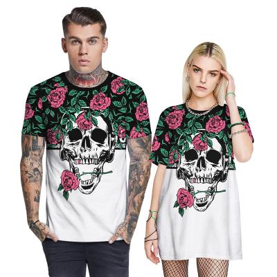 China Evertop OEM/ODM Anti-Wrinkle Sublimation White T-shirt Men's White T-shirt Love&Roses Short T-shirt New Styles Clothing 100% Polyester for sale