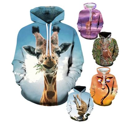 China EVERTOP Anti-wrinkle OEM Ropas Plus Size Anime Cosplay Animal Unisex Clothing Giraffe Hoodie Wholesale For 3m Sublimation Custom Hoodie for sale