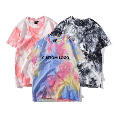 China Multicolor Anti-Wrinkle Evertop OEM Pattern T-shirt Tie Dye T-shirt Brand Custom Cotton Tie-Dye Loose Tie-Dyed Streetwear Printed T-Shirt for sale