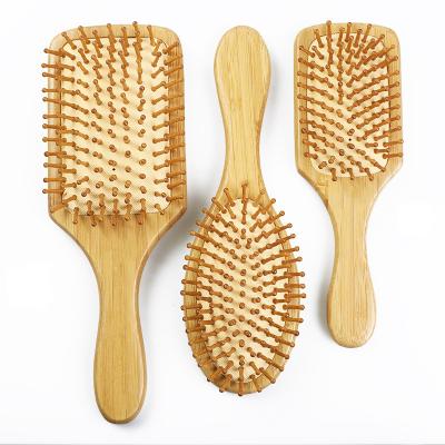 China Eco-Friendly Paddle Hair Brush Bubble Handle Massage Air Hair Brush Natural Bamboo Comb for sale