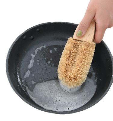 China Hot Selling Stocked Brown U Shaped Kitchen Pot Brush Coconut Fiber Natural Cleaning Scrubber for sale