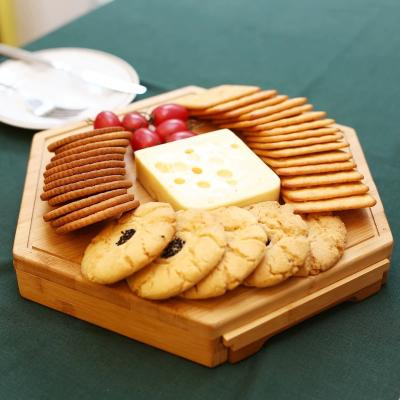 China Modern bamboo cheese board cheese board with stainless steel knife set of four polygonal cheese board for sale